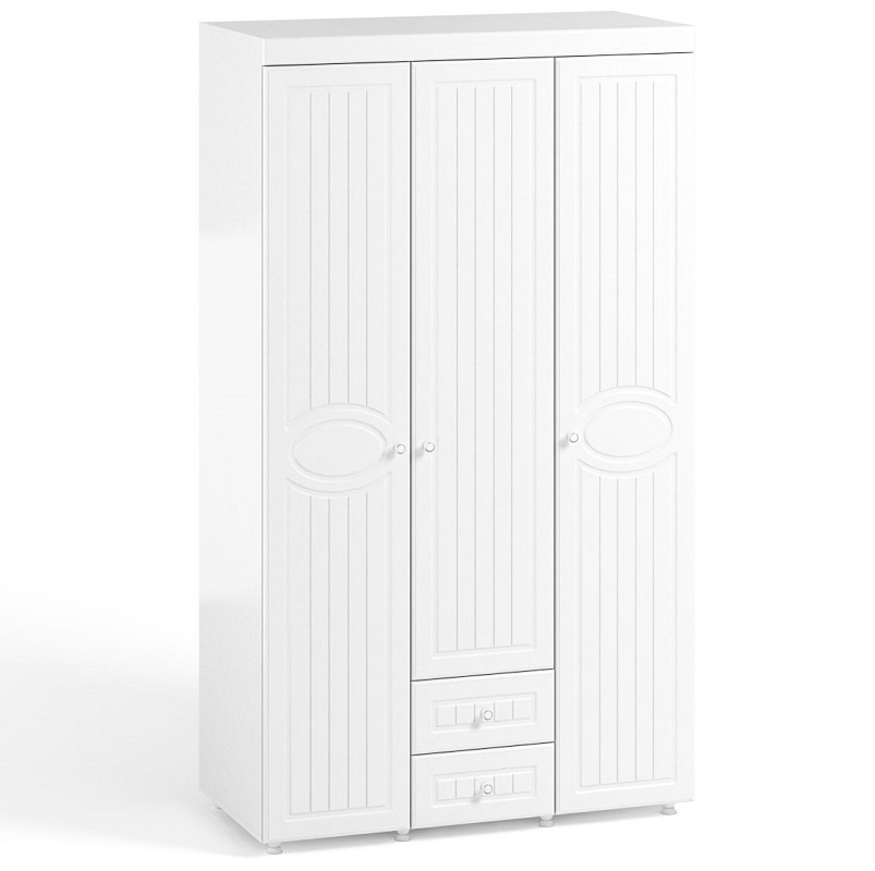 Шкаф 3х дверный Монако МН 56 ( гл.560) с ящиками / Белое дерево