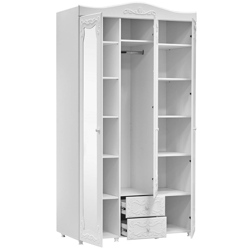 Шкаф 3х дверный Италия ИТ 58 ( гл.560) с ящиками / Белое дерево