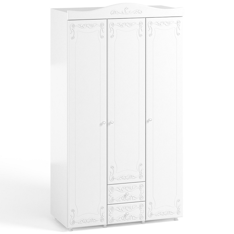 Шкаф 3х дверный Италия ИТ 56 ( гл.560) с ящиками / Белое дерево