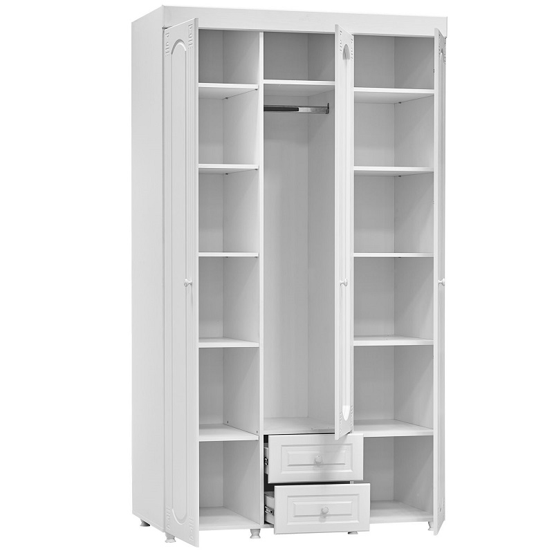 Шкаф 3х дверный Афина АФ 57 ( гл.560) с ящиками / Белое дерево