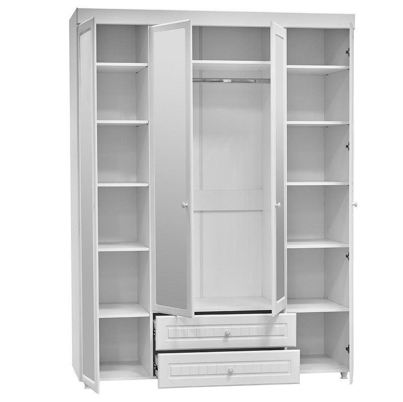 Шкаф 4х дверный Монако МН 64 ( гл.560) с ящиками / Белое дерево