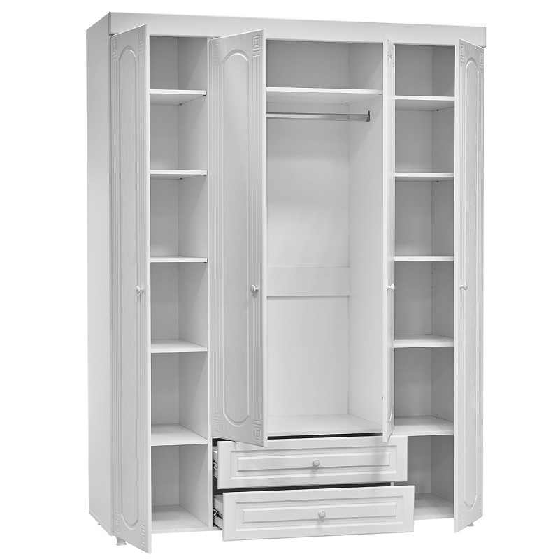 Шкаф 4х дверный Афина АФ 62 ( гл.560) с ящиками / Белое дерево