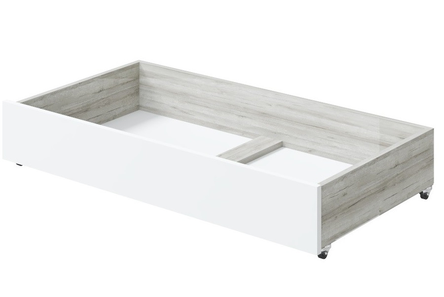 Кровать Лори (140x200) с ящиками / Дуб Серый/Белый