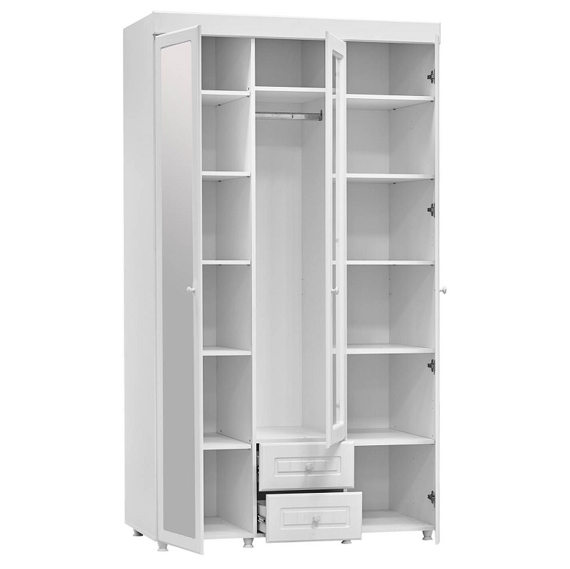 Шкаф 3х дверный Монако МН 58 ( гл.560) с ящиками / Белое дерево