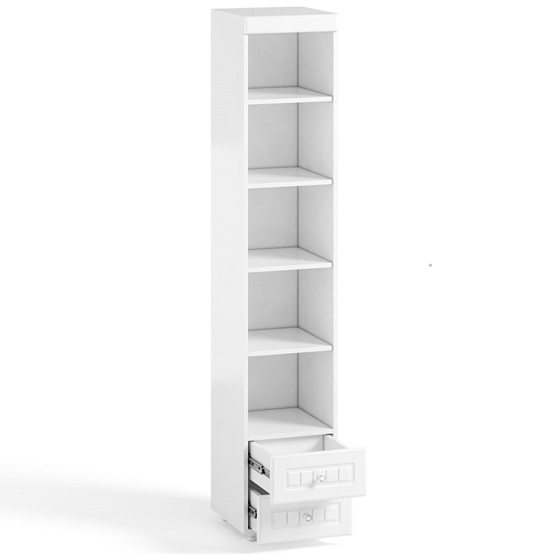 Шкаф-пенал Монако МН 38 ( гл.410) с ящиками / Белое дерево