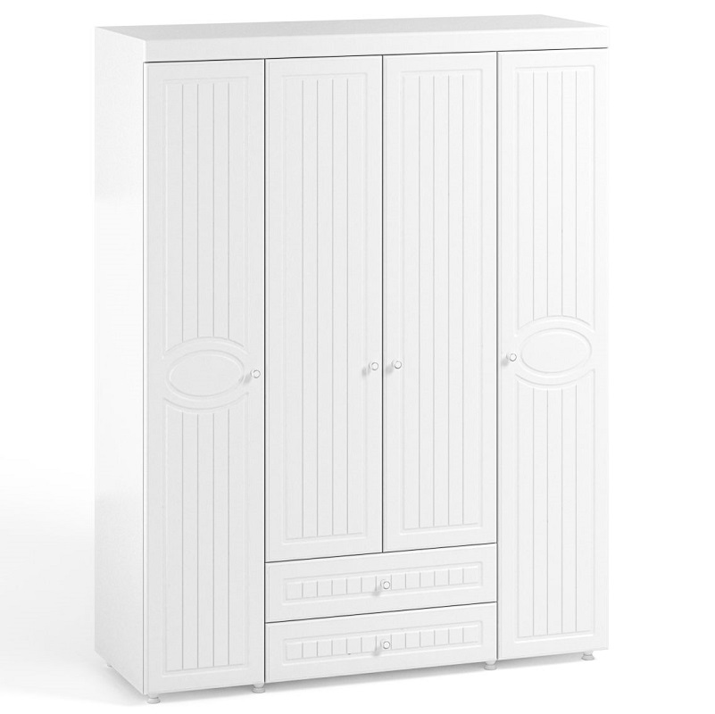 Шкаф 4х дверный Монако МН 62 ( гл.560) с ящиками / Белое дерево