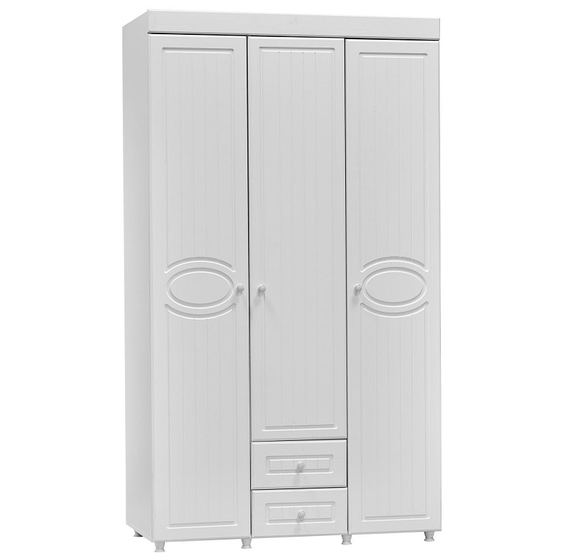Шкаф 3х дверный Монако МН 56 ( гл.560) с ящиками / Белое дерево