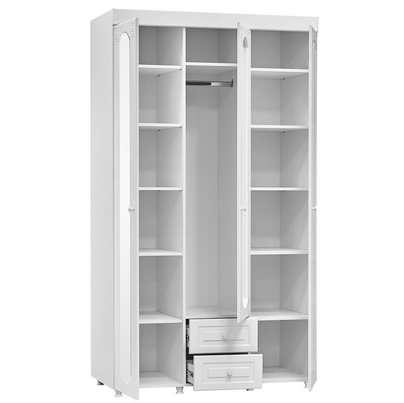 Шкаф 3х дверный Афина АФ 58 ( гл.560) с ящиками / Белое дерево